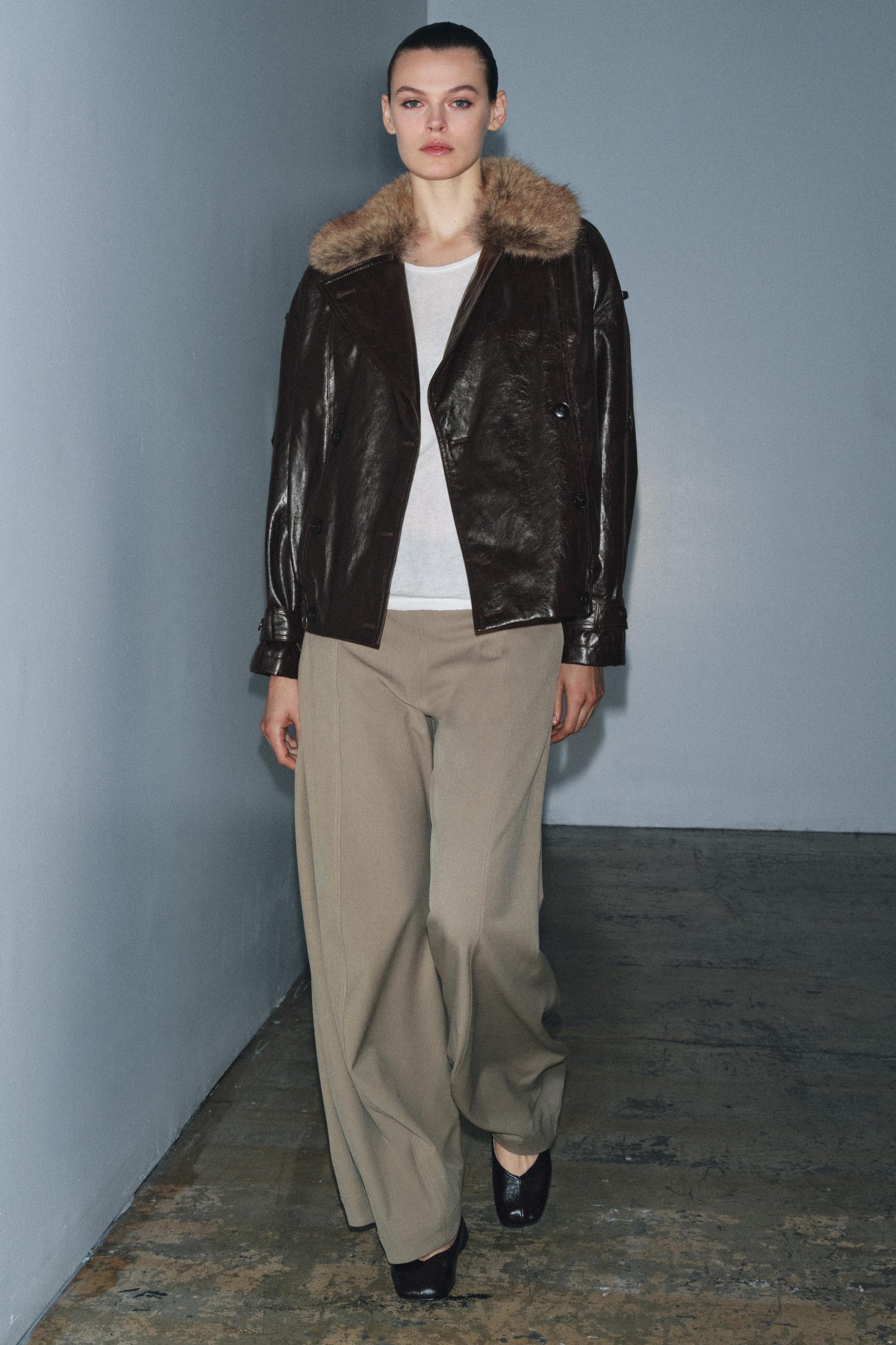 Jacke mit Kunstpelzkragen