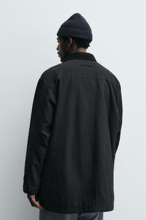 DENIM TRENCH COAT WITH CONTRAST COLLAR - Image 3