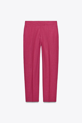 High-waist slim trousers