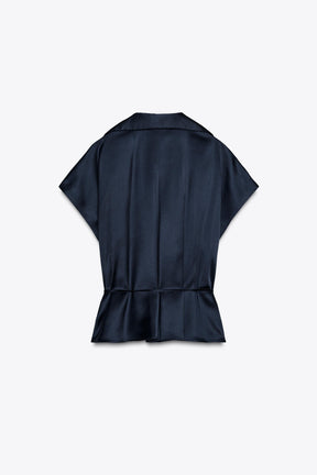 Satin shirt with belt
