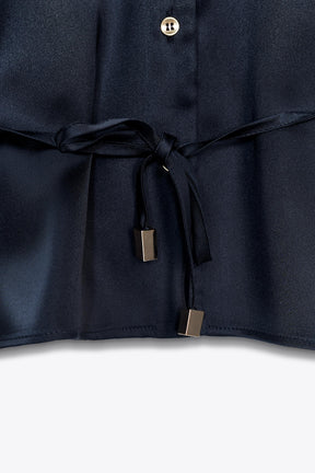 Satin shirt with belt