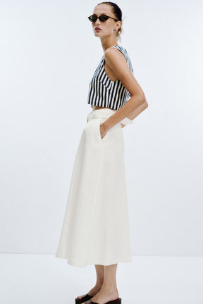 BELTED LINEN BLEND LONG DRESS - Image 7