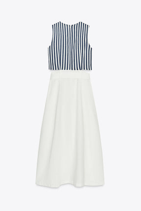 BELTED LINEN BLEND LONG DRESS - Image 8