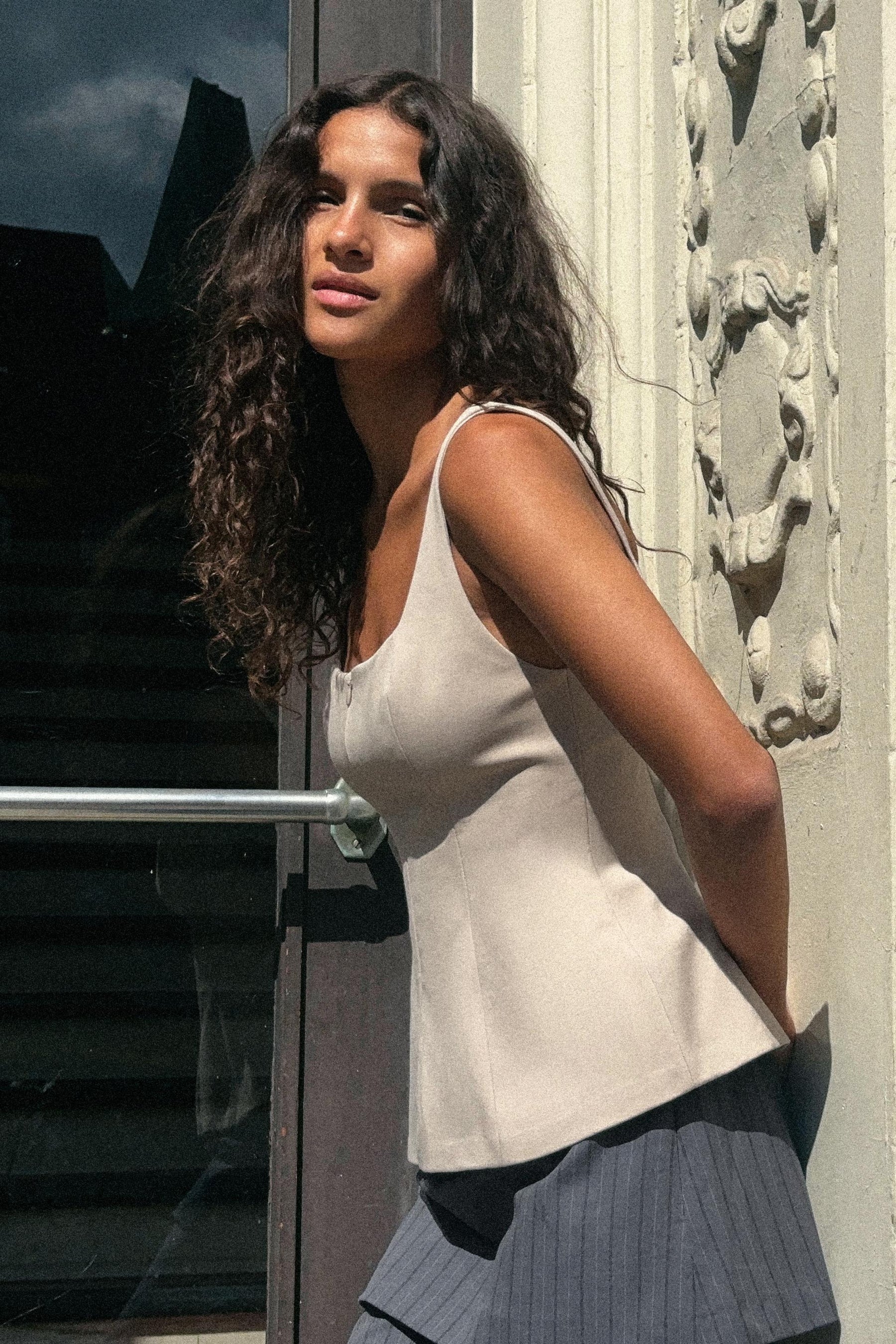 ZIPPED PEPLUM TOP
