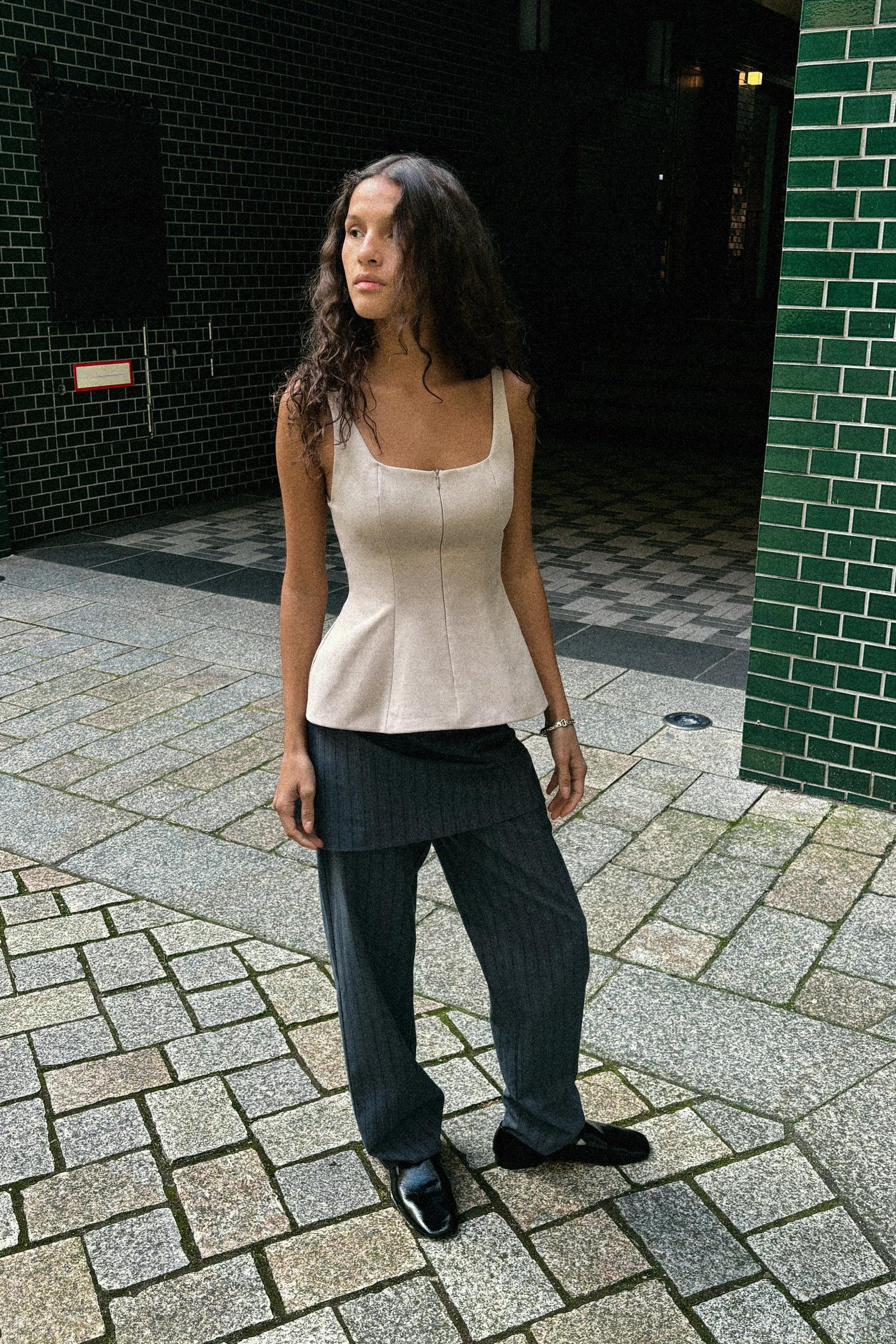 ZIPPED PEPLUM TOP