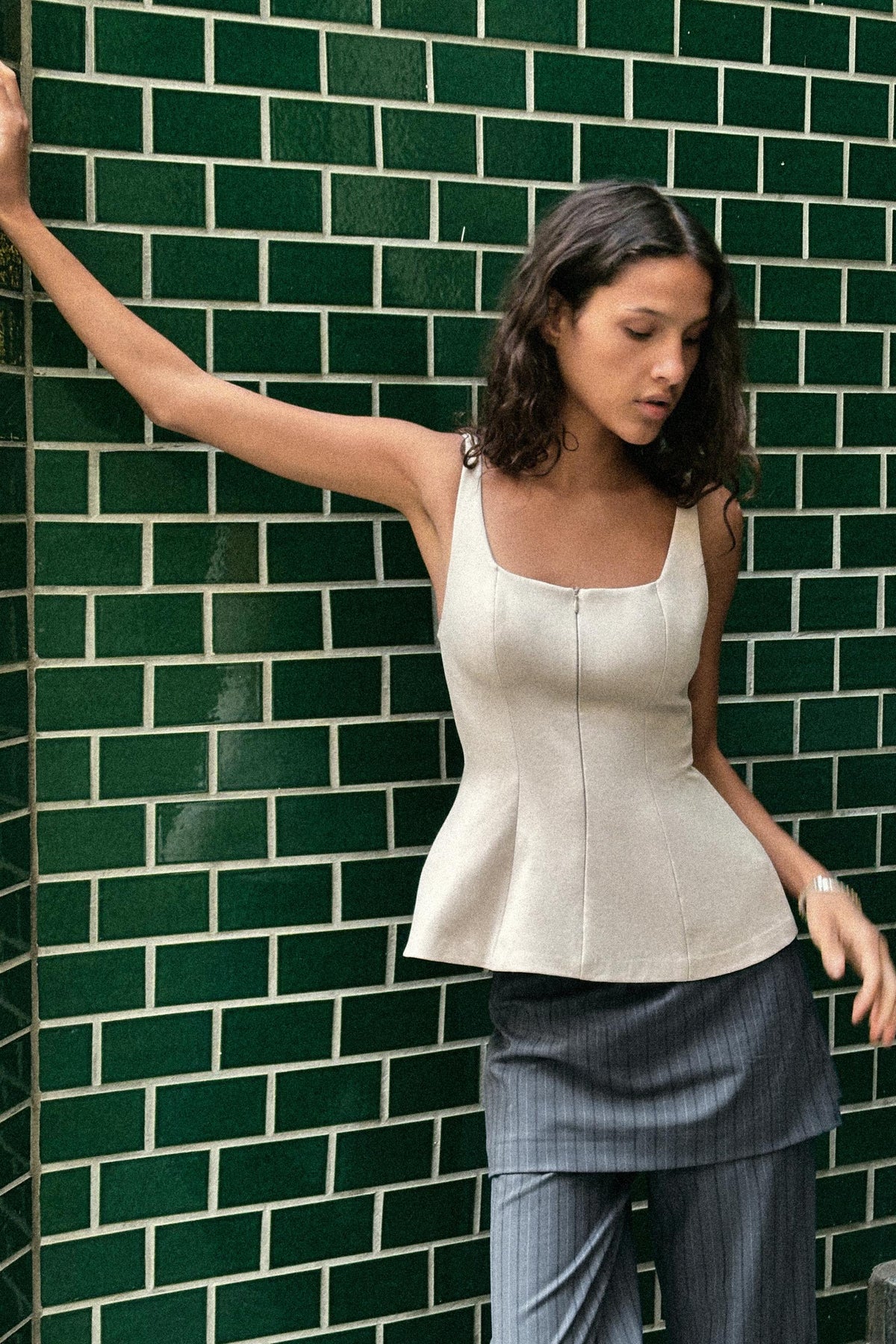 ZIPPED PEPLUM TOP
