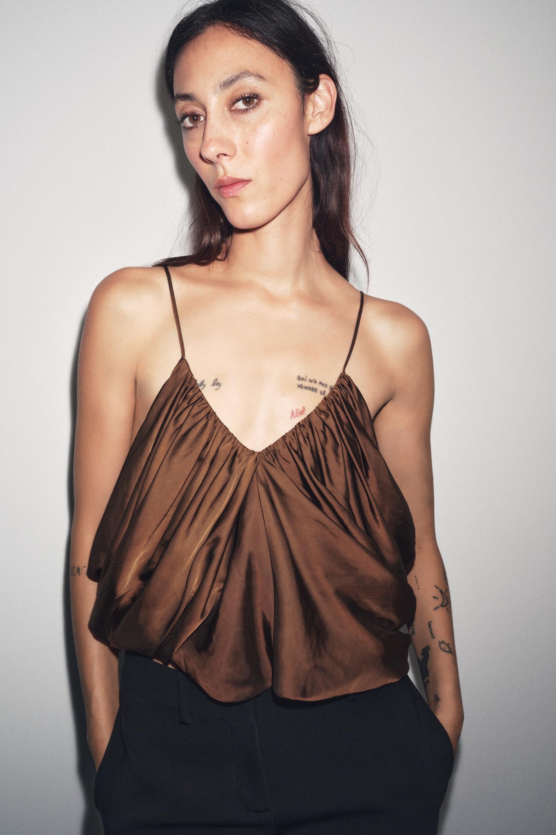 Drapiertes Satin-Top