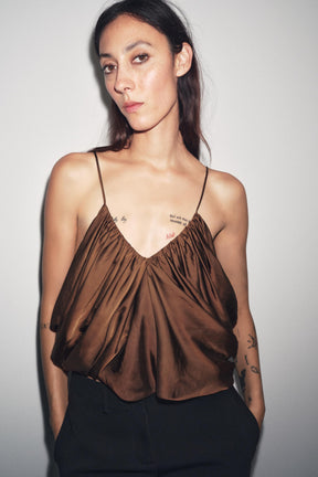 Drapiertes Satin-Top