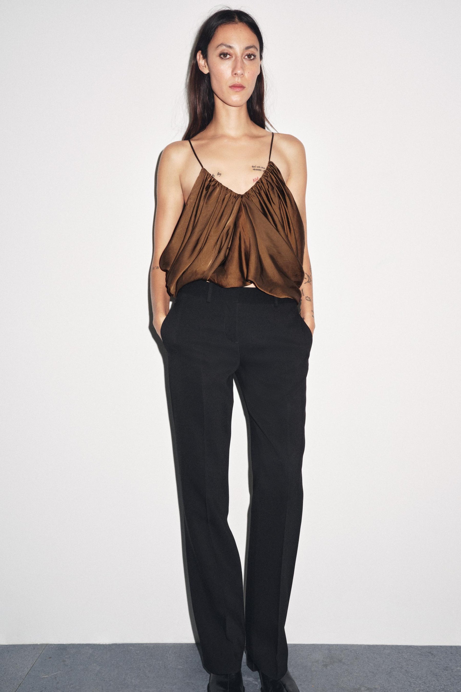 Drapiertes Satin-Top