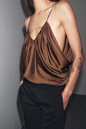Drapiertes Satin-Top