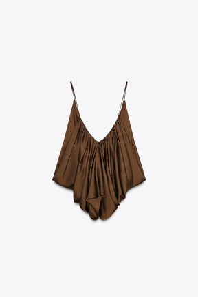 Drapiertes Satin-Top