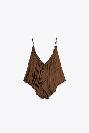 Drapiertes Satin-Top