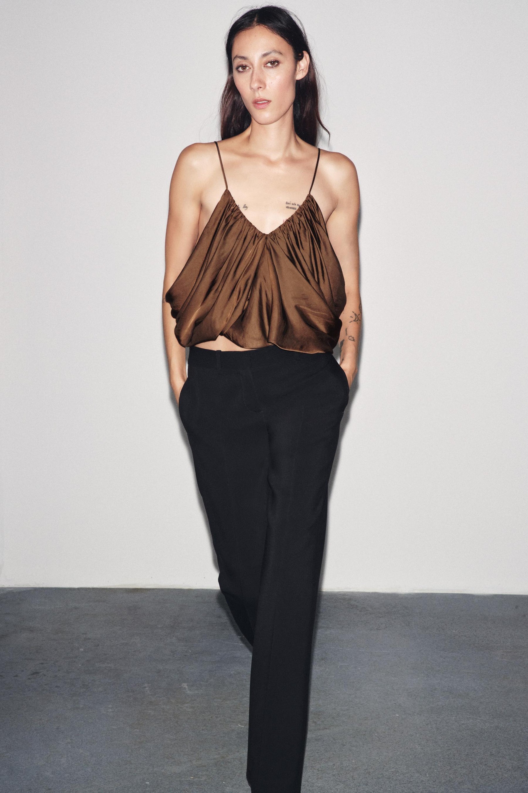Drapiertes Satin-Top