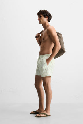 EMBROIDERED MID-LENGTH SWIMMING TRUNKS - Image 5