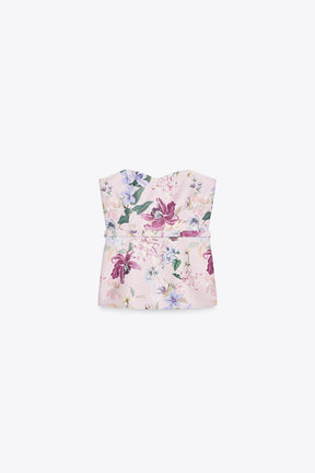 FLORAL PRINT BUSTIER TOP