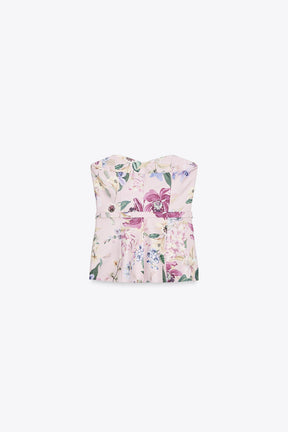 FLORAL PRINT BUSTIER TOP