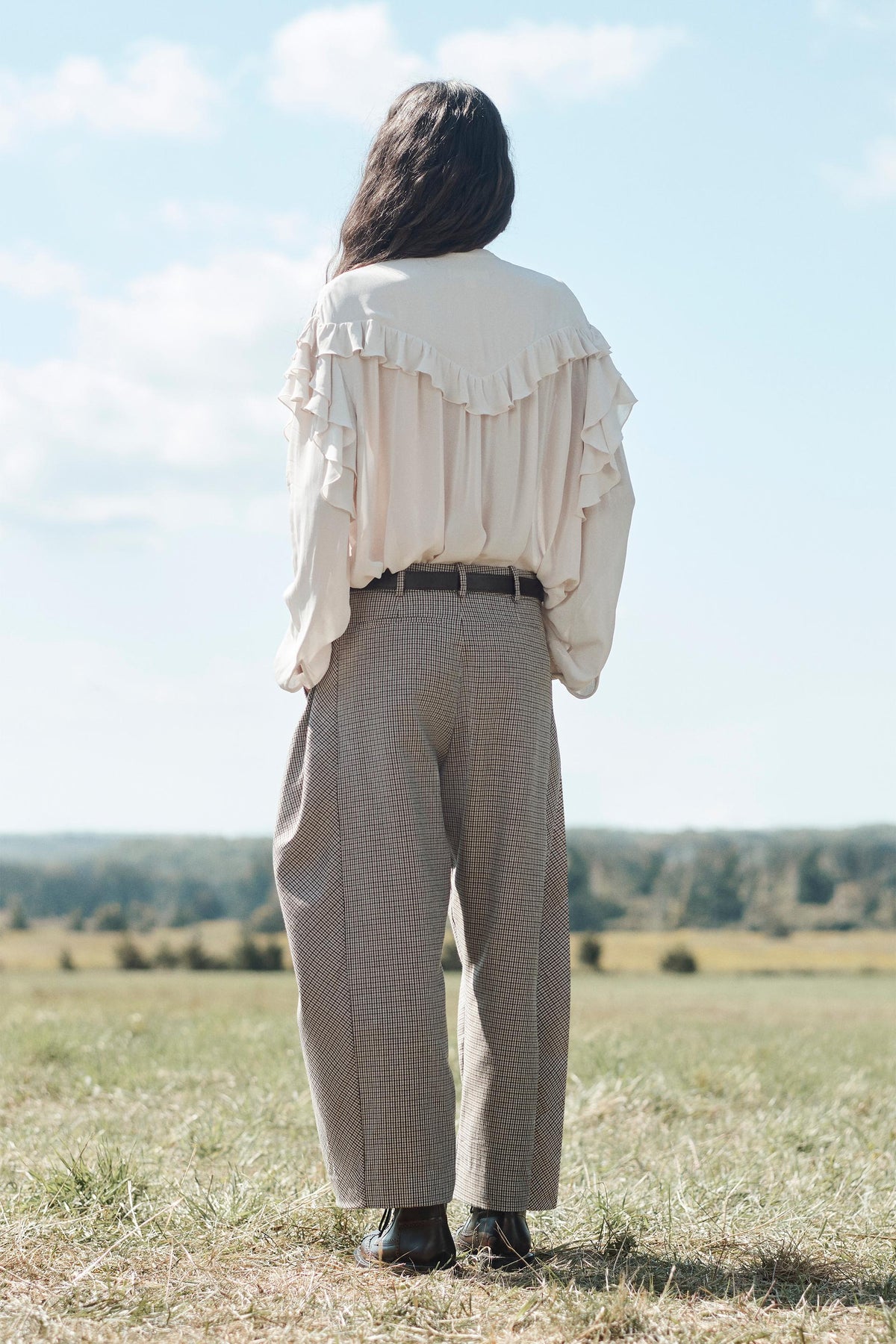 CHECK WOOL TROUSERS