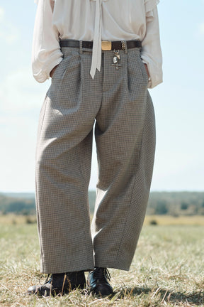 CHECK WOOL TROUSERS