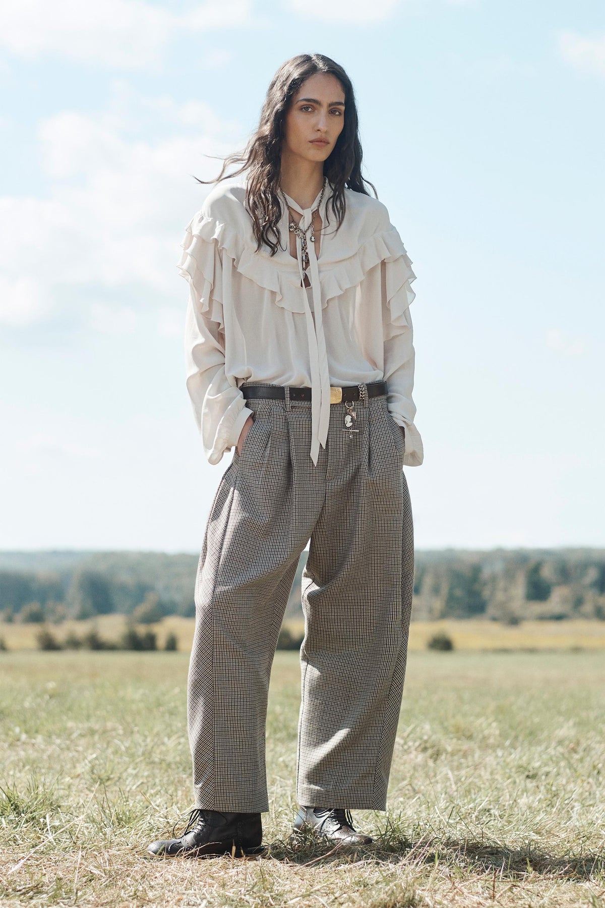 CHECK WOOL TROUSERS