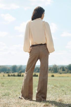 Wool Check Flare Trousers