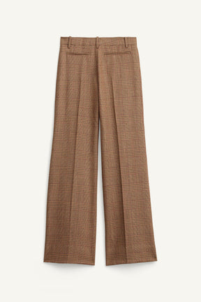 Wool Check Flare Trousers