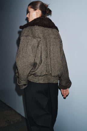 LIMITED EDITION HERRINGBONE COMBINED BOMBER JACKET - Image 5