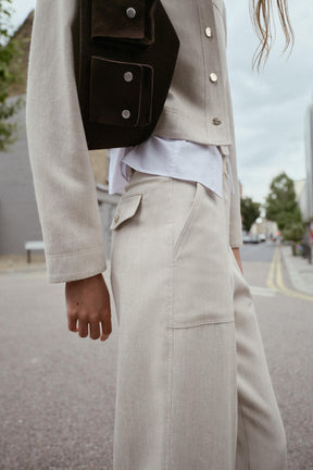 TOPSTITCHED STRAIGHT FIT TROUSERS