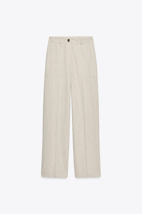 TOPSTITCHED STRAIGHT FIT TROUSERS