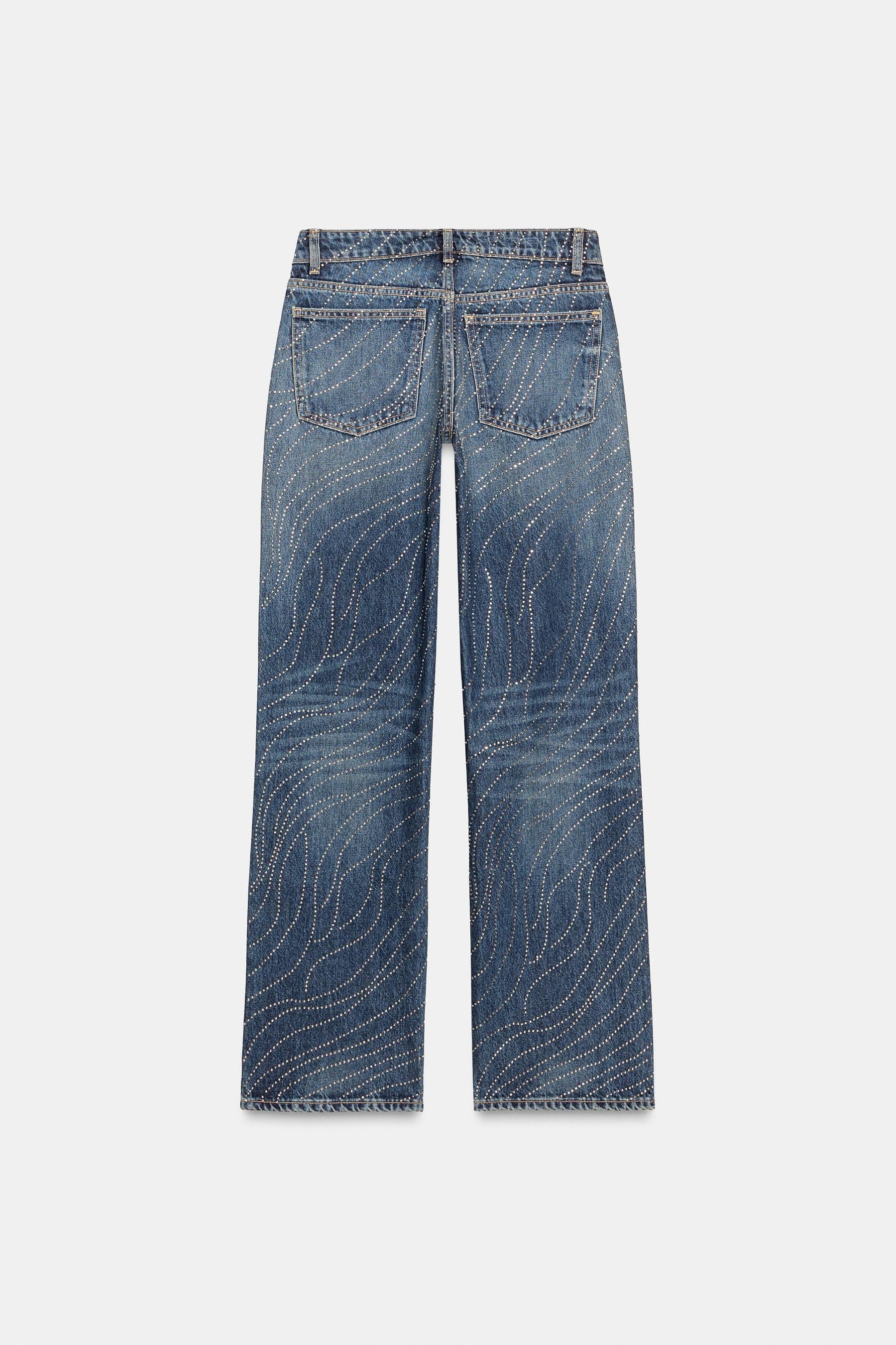 Rhinestone Wide-Leg Jeans