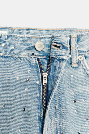 Rhinestone Embellished Baggy Jeans