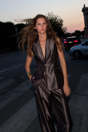 SATIN STRAIGHT-LEG TROUSERS