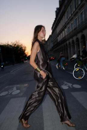 SATIN STRAIGHT-LEG TROUSERS
