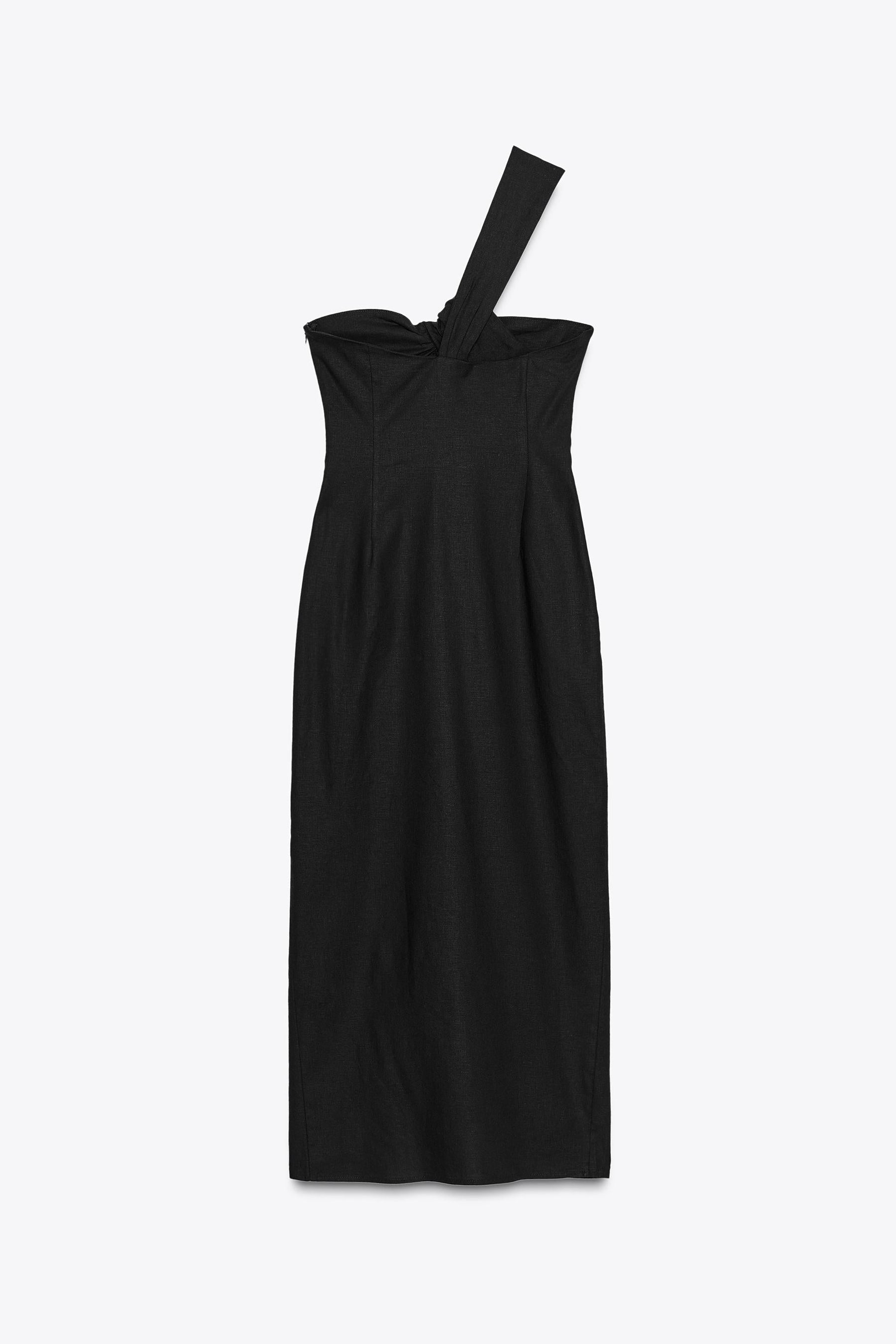 ASYMMETRIC LINEN MIDI DRESS