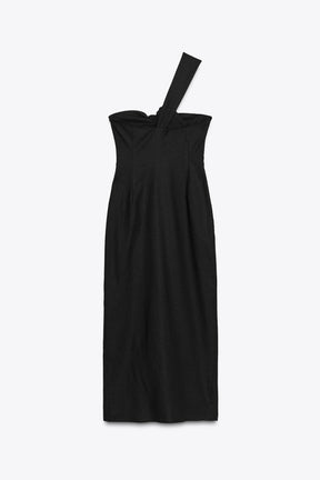 ASYMMETRIC LINEN MIDI DRESS