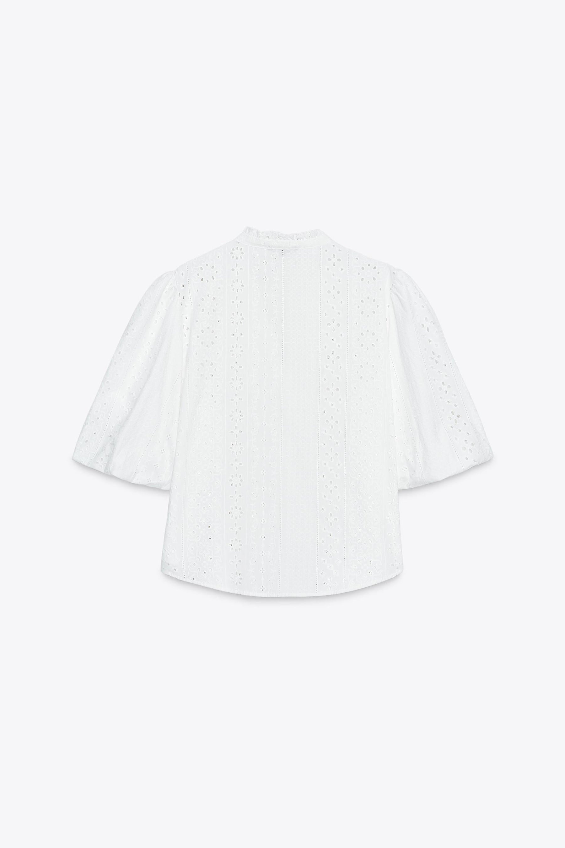 Embroidered Puff Sleeve Shirt