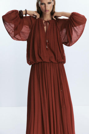 Pleated Tassel Blouse