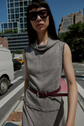 BELTED STRUCTURE MIDI DRESS