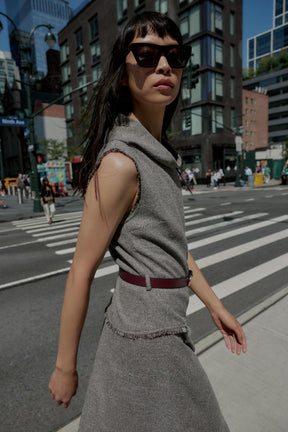 BELTED STRUCTURE MIDI DRESS