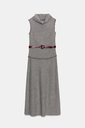 BELTED STRUCTURE MIDI DRESS