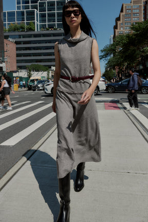 BELTED STRUCTURE MIDI DRESS
