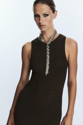 TEXTURED KNIT MAXI SKIRT - Image 3