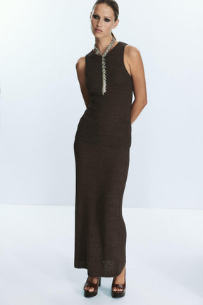 TEXTURED KNIT MAXI SKIRT - Image 1