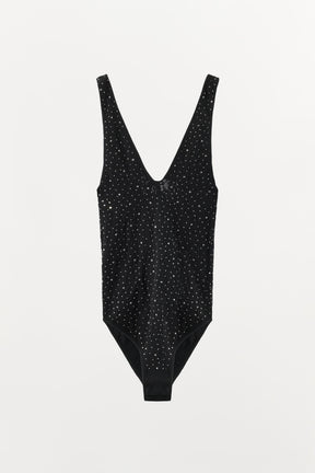 RHINESTONE LACE BODYSUIT