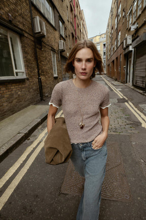 CONTRAST KNIT T-SHIRT