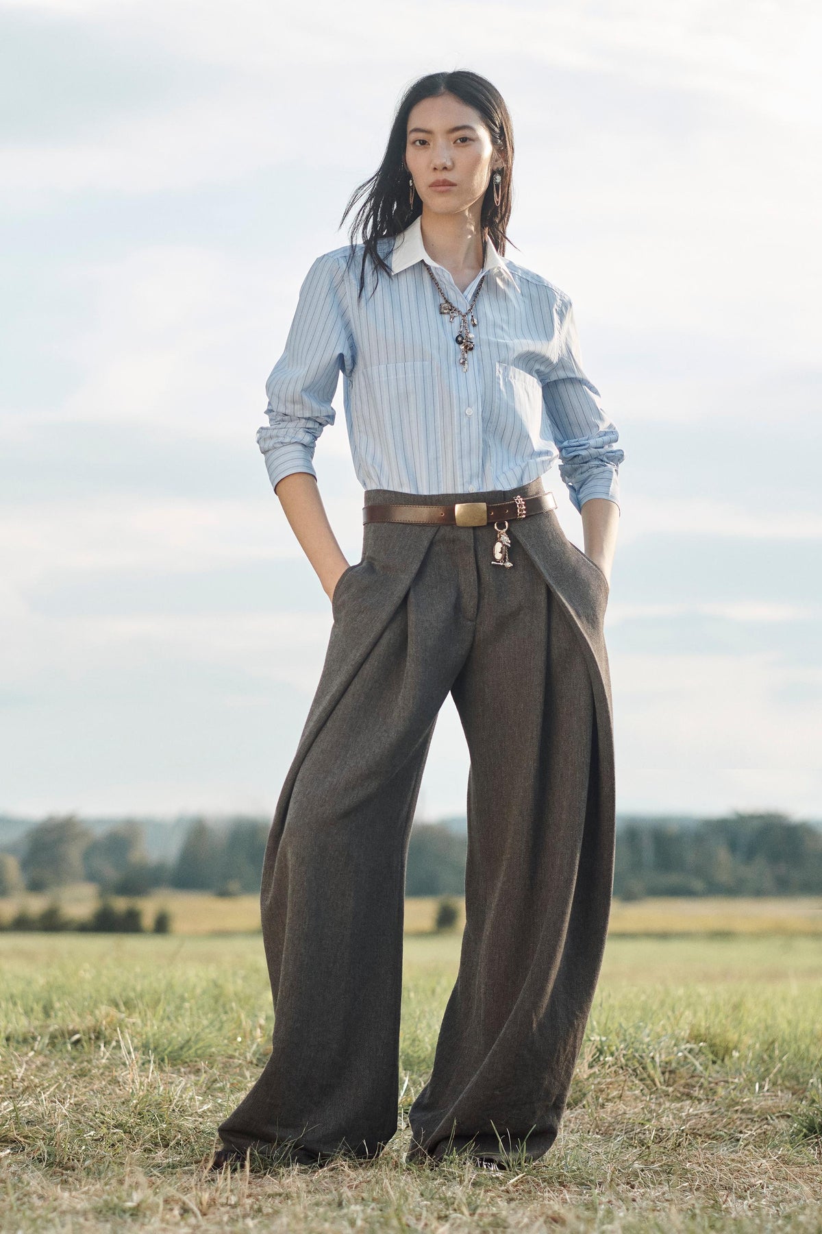 Wool Pleated Volume Trousers