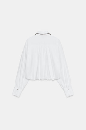 Beaded Poplin Balloon Shirt