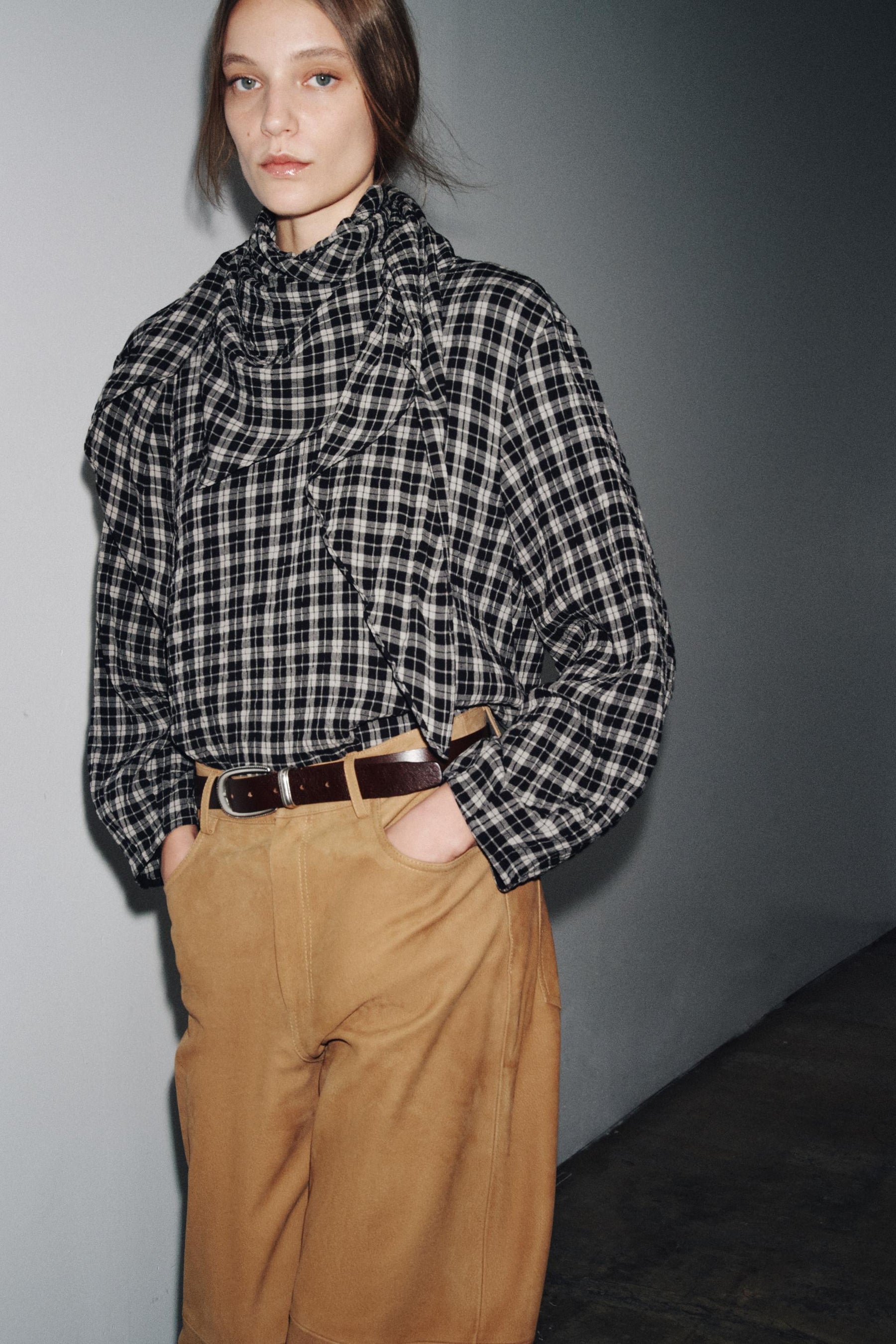Check Shirt with Scarf