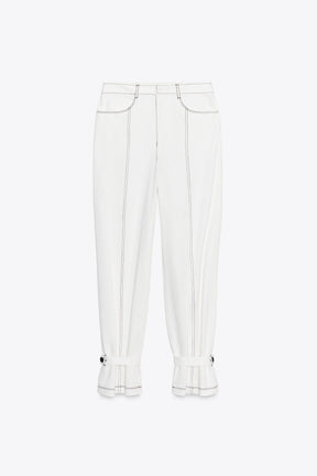 CONTRAST TOPSTITCHING TROUSERS