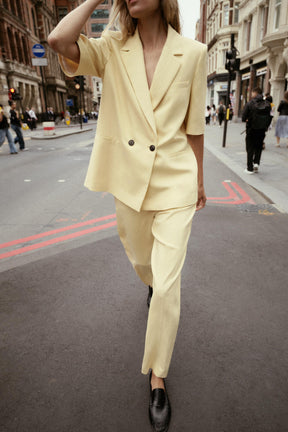 Textured Straight-Leg Trousers