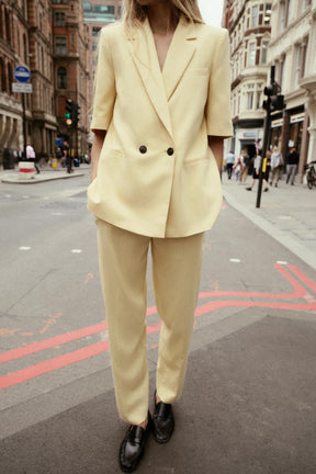Textured Straight-Leg Trousers